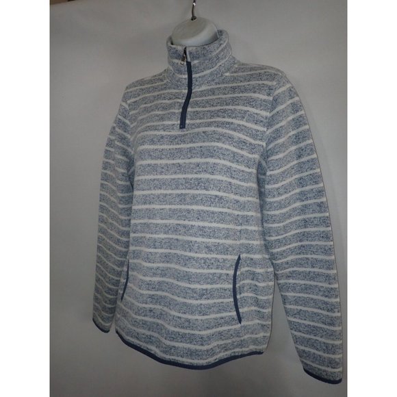 Thread + Supply Anthropologie 1/4 Zip Striped Pullover Sweater Women's L Blue - Picture 3 of 6